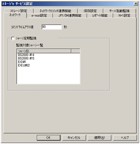 [マネージャサービス設定]ダイアログボックス（[ネットワーク]タブ）