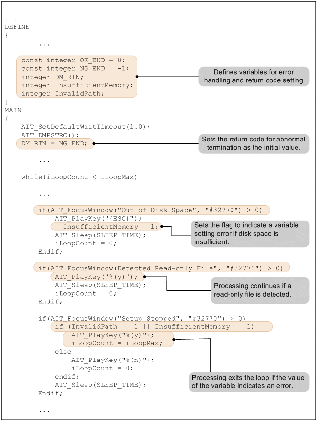 17.6.5 Adding the coding for error handling and setting a return code ...