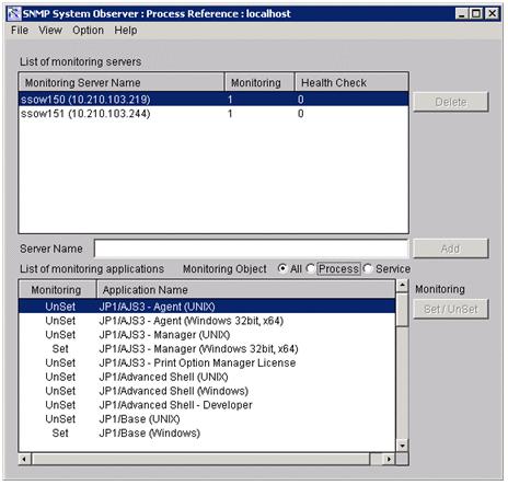 4.7 Process Reference window : JP1/SNMP System Observer Description ...