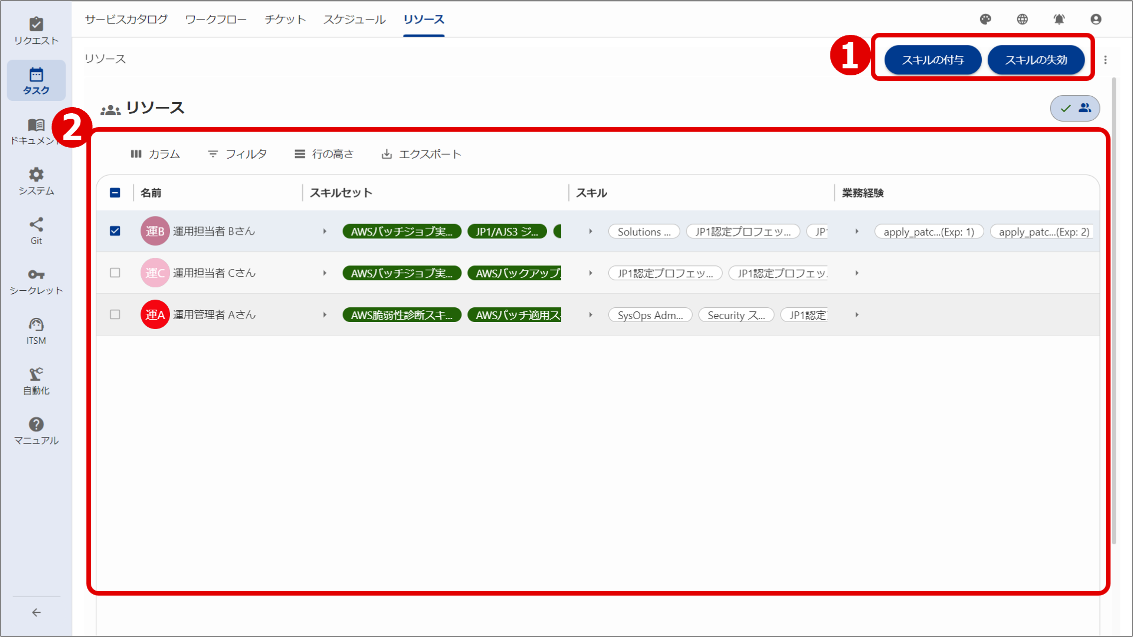 （図）リソースタブ画面