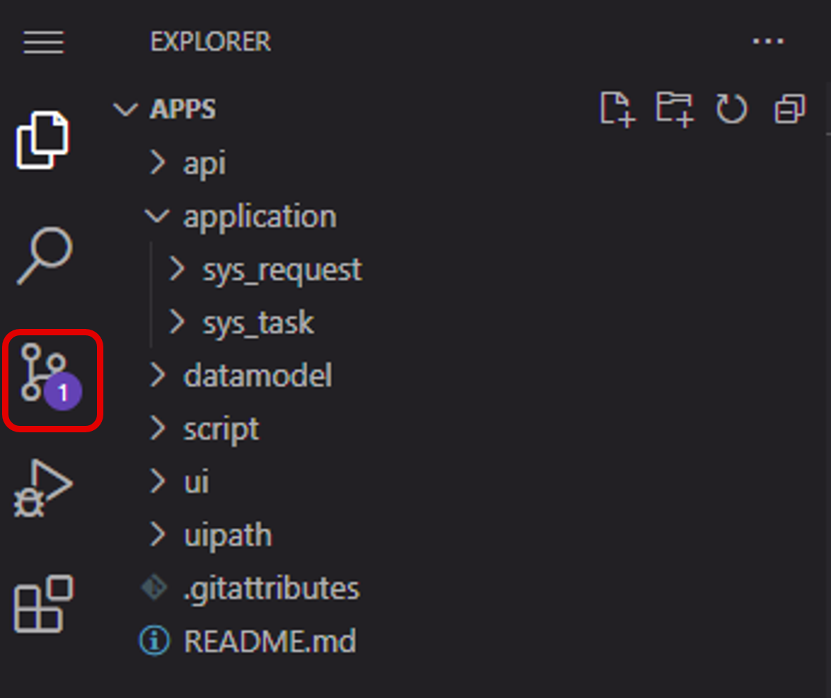 (Figure) Source Control icon in the Web IDE window