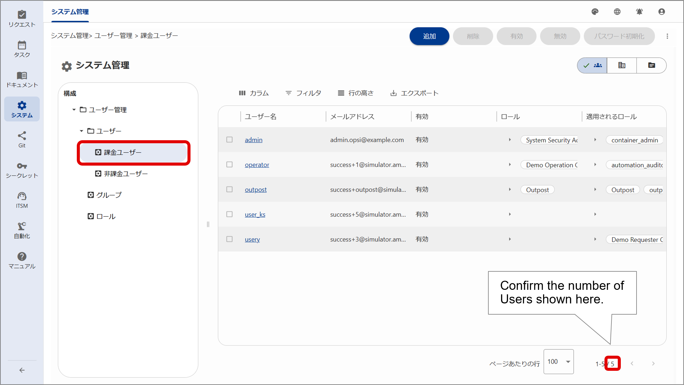 (Figure) Checking the number of users