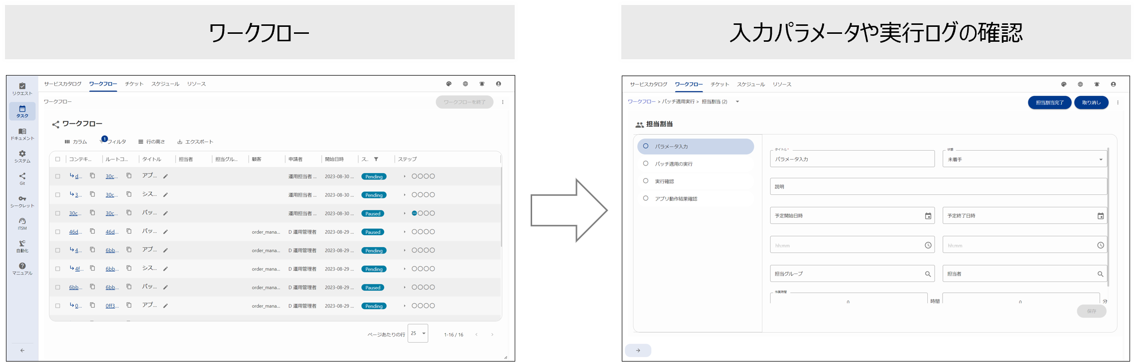 （図）ワークフローの実行履歴の確認